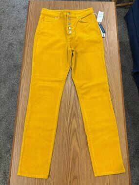 NWT, court & rowe mustard yellow corduroy pants with button fly, size 27R